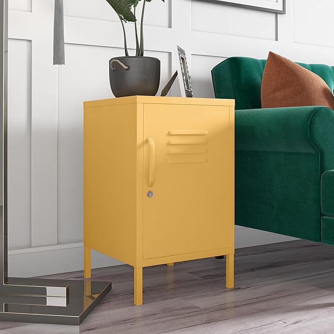 Novogratz Cache Metal Locker, Yellow End Table - LeafyLoom