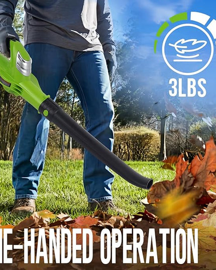 Leaf Blower Cordless with 20V 2.0Ah Battery and Fast Charger, Battery Powered Electric Leaf Blower for Lawn Care - LeafyLoom