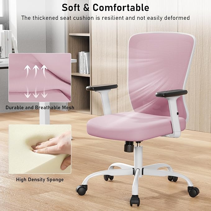 Office Chair, Ergonomic Desk Chair with Adjustable High Back, Breathable Mesh Computer Chair with Adjustable Armrests, Rolling Swivel Comfy Task Chairs, Executive Chair for Home Office - LeafyLoom