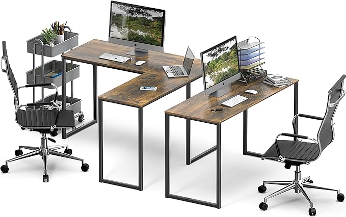 SHW 48-Inch Mission L-Shaped Home Computer Desk, Rustic Brown - LeafyLoom
