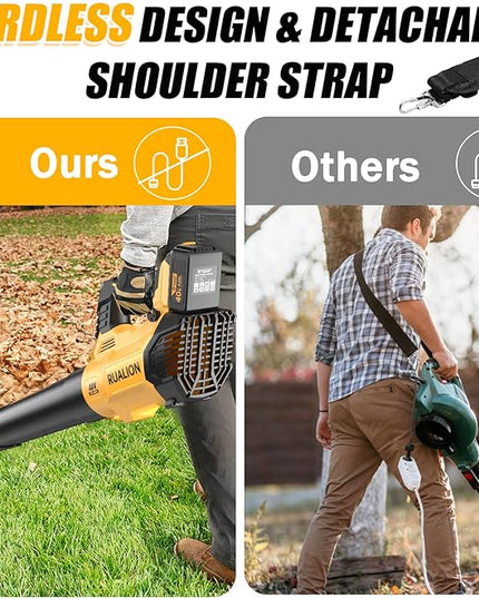 Leaf Blower Cordless Up to 620 CFM 180 MPH-40V Electric Cordless Leaf Blowers with 6.0 Ah Battery and Charger-Battery Powered Blowers for Lawn Care, Patio, Blowing Leaves - LeafyLoom