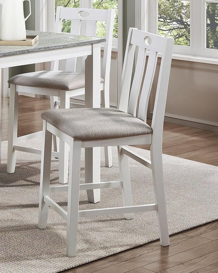 NicBex Dining Table Set Breakfast Nook Table Set Modern 5-Piece Pack Counter Height Set Casual Dining Furniture with 1 Table and Fabric Upholstered 4 Chairs, White - LeafyLoom