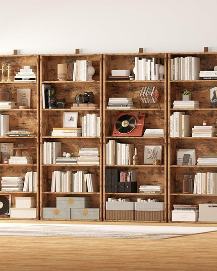 IRONCK Bookshelves and Bookcases Set of 2 Floor Standing 6 Tier Display Storage Shelves 70in Tall Bookcase Home Decor Furniture for Home Office, Living Room, Bed Room - LeafyLoom