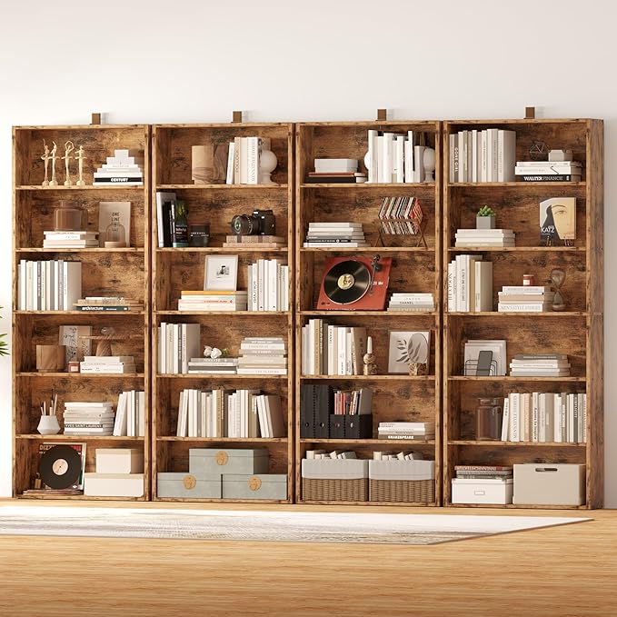 IRONCK Bookshelves and Bookcases Set of 2 Floor Standing 6 Tier Display Storage Shelves 70in Tall Bookcase Home Decor Furniture for Home Office, Living Room, Bed Room - LeafyLoom