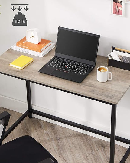 VASAGLE Computer Desk, Gaming Desk, Home Office Desk, for Small Spaces, 19.7 x 39.4 x 29.5 Inches, Industrial Style, Metal Frame, Greige and Black ULWD041B02V1 - LeafyLoom