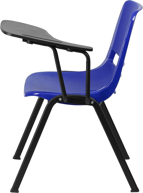 Flash Furniture HERCULES 5 Pack Blue Ergonomic Shell Chair with Left Handed Flip-Up Tablet Arm - LeafyLoom