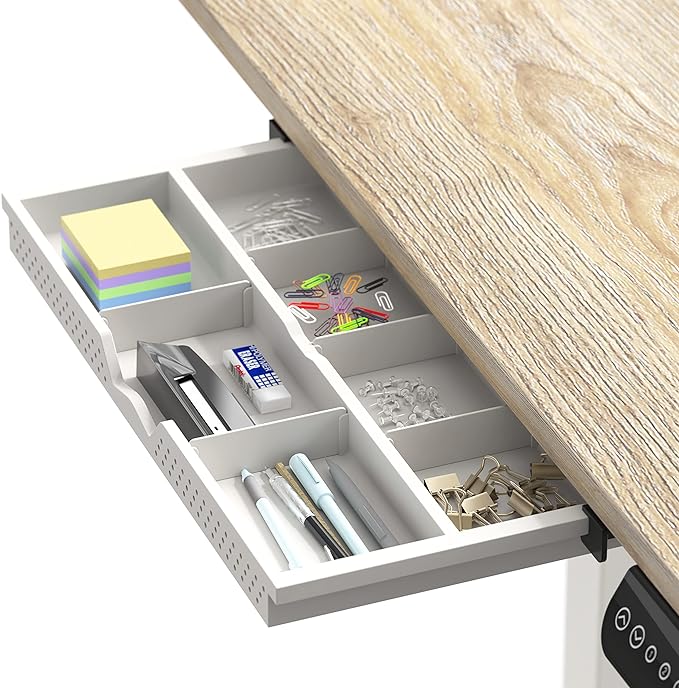 SHW Electric Height Adjustable Mobile Rolling Standing Desk Workstation, 40 x 24 Inches, Maple - LeafyLoom