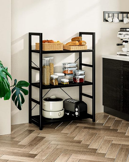 NUMENN 3 Tier Bookshelf, Bookcase Shelf Storage Organizer, Modern Book Shelf for Bedroom, Living Room and Home Office, Black - LeafyLoom