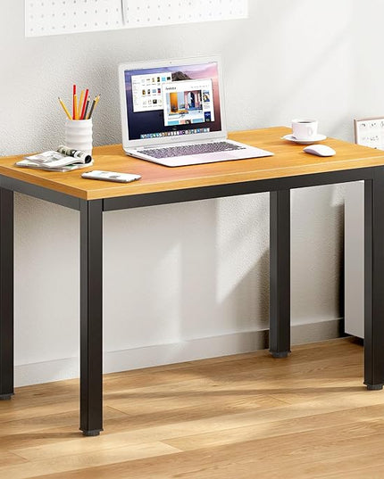 DlandHome 31.5 inches Small Computer Desk for Home Office Activity Table Writing Table for Small Spaces Study Table Student Laptop Desk Teak and Black DND-AC3BB-8040 - LeafyLoom