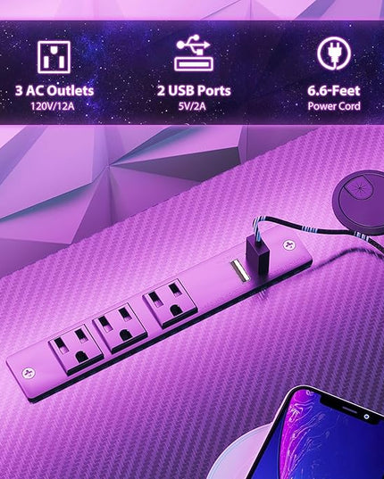 MOTPK Small Gaming Desk with LED Lights & Power Outlets, 31 Inch Computer Desk Gaming Table with Monitor Shelf, Gamer Desk with Carbon Fiber Texture, Kids Boys Desk Gift for Men - LeafyLoom