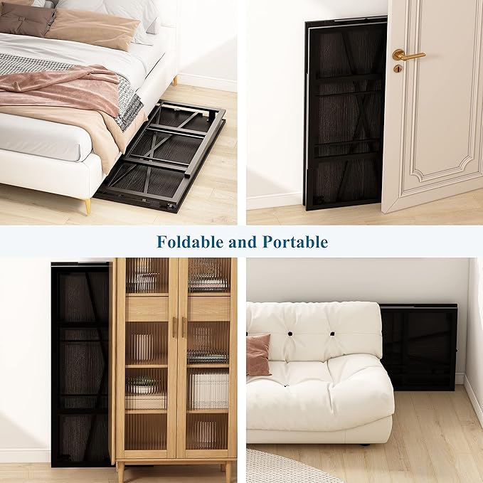 EMODA Folding Computer Desk 40 inch, No Assembly Needed Home Office Table Study Writing Gaming Desk, Black - LeafyLoom