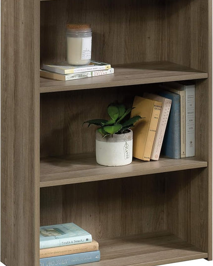 Sauder Beginnings 3 Bookcase/Book Shelf, L: 24.57" x W: 11.50" x H: 35.28", Summer Oak - LeafyLoom
