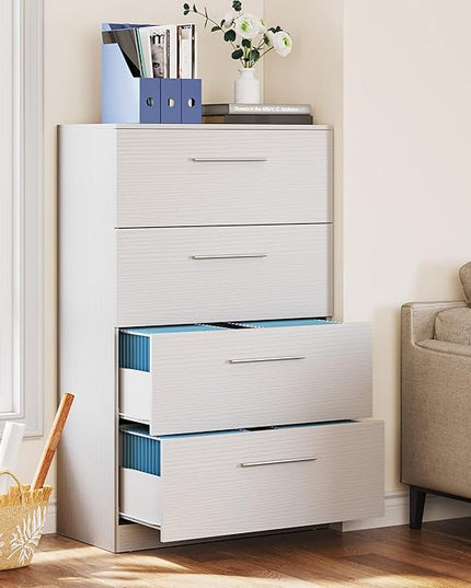YITAHOME 4 Drawer Lateral Filing Cabinet,Dressers & Chests of Drawers for Bedroom,Printer Stand Vertical Storage Cabinet Fits Letter, A4, Legal Size for Home Office Organization, White - LeafyLoom