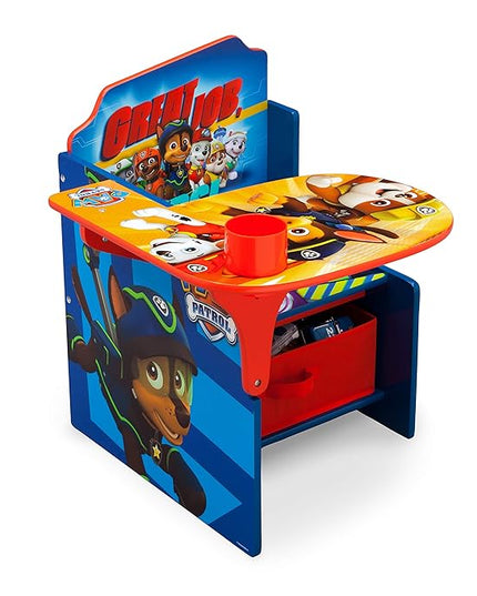 Delta Children Chair Desk with Storage Bin - Ideal for Arts & Crafts, Snack Time, Homeschooling, Homework, Reading & More, Nick Jr. PAW Patrol, with Cup Holders|Arm Rest, Engineered Wood - LeafyLoom