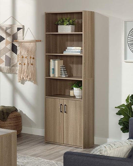 Sauder Beginnings Bookcase With Doors/ Book shelf, Summer Oak finish - LeafyLoom