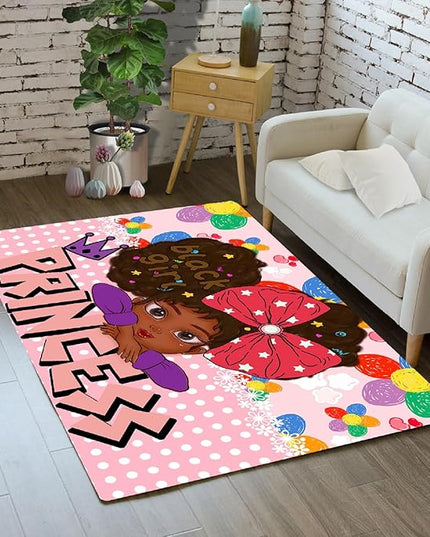 Black Girls for Bedroom Girls Room Rug African American Girls Rugs Bedroom Decor Rugs Princess Room Decor Rugs for Teen Girls Living Room Soft Floor Rugs, Pink, 2'×3' - LeafyLoom