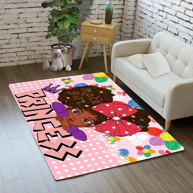 Black Girls for Bedroom Girls Room Rug African American Girls Rugs Bedroom Decor Rugs Princess Room Decor Rugs for Teen Girls Living Room Soft Floor Rugs, Pink, 2'×3' - LeafyLoom