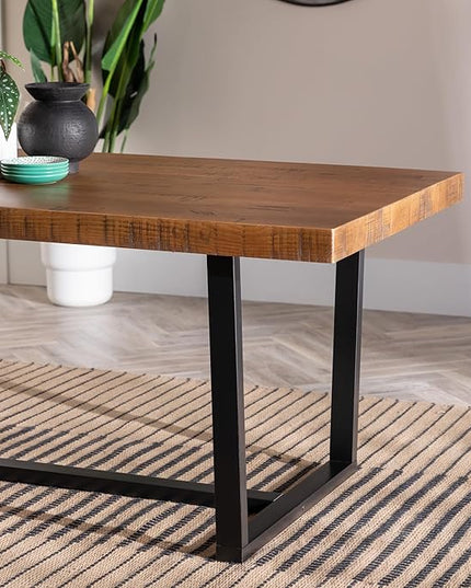 Walker Edison Andre Modern Solid Wood Dining Table, 72 Inch, Rustic Oak - LeafyLoom