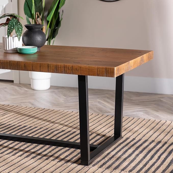 Walker Edison Andre Modern Solid Wood Dining Table, 72 Inch, Rustic Oak - LeafyLoom