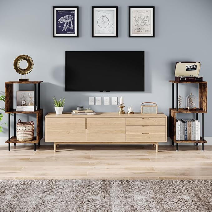 3 Tier Modern Bookshelf, S-Shaped Bookcase,Small Book Shelf for Small Spaces, Unique Bookshelf for Storage Organizer Living Room Bedroom Home Office - LeafyLoom