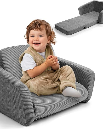 ZICOTO Comfy Kids Chair for Toddler - Stylish 2 in 1 Lounger Made of Memory Foam Easily Unfolds Into a Soft Baby Couch to Nap On - Modern Fold Out Sofa for The Little Ones - LeafyLoom
