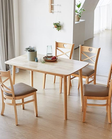 Livinia Aslan 47" Malaysian Oak Rectangular Wooden Dining Table/Solid Wood Kitchen Desk (Natural Oak) - LeafyLoom