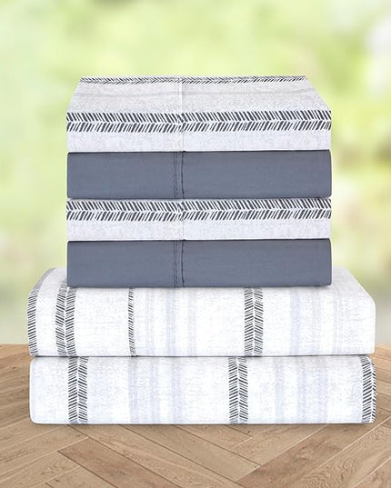 Elegant Comfort Softest and Coziest 6-Piece Sheet Set - 1500 Premium Hotel Quality Microfiber - Deep Pocket, Wrinkle Resistant 6-Piece Floral Bed Sheet Set, Full, Traci Gray - LeafyLoom