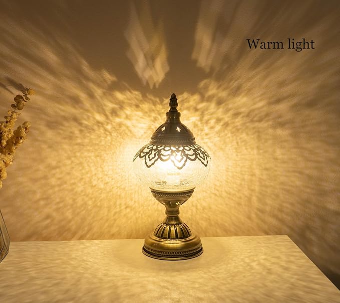 Turkish Mosaic Lamp Bohemian Tiffany Style Moroccan Bedside Lamps for Bedroom - LeafyLoom