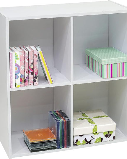 KB Designs 4-Cube Bookcase, Unit Shelf, Storage Organizer, White - LeafyLoom