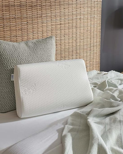 Tempur-Pedic TEMPUR-Cloud ProMid Memory Foam Pillow, Queen (Pack of 1), White & TEMPUR-Ergo Neck Pillow, Medium Profile, White - LeafyLoom