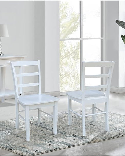 International Concepts Set of Two Madrid Ladderback Dining Chairs, White - LeafyLoom