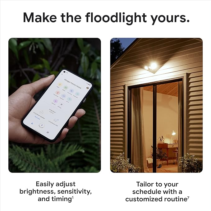 Google Nest Cam with Floodlight - Outdoor Camera - Floodlight Security Camera, White, 1 Count (Pack of 1) GoogleLLC