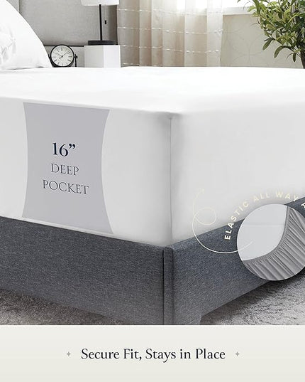 BELADOR Silky Soft Queen Sheet Set - 6 Piece White Bed Sheets for Queen Size Bed, Secure-Fit Deep Pocket Sheets with Elastic, Breathable Hotel Sheets & Pillowcase Set, Wrinkle Free Oeko-Tex Sheets - LeafyLoom