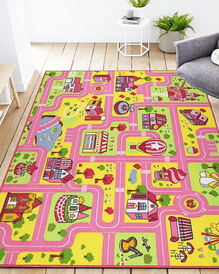 Capslpad Kids Play Rug 6.6x5.0 ft Large Size Kids Rug for Playroom Non Slip Washable Kids Car Road Rug Educational Learning Area Rug Children Play Carpet for Bedroom,Classroom,Nursery Room Decor - LeafyLoom