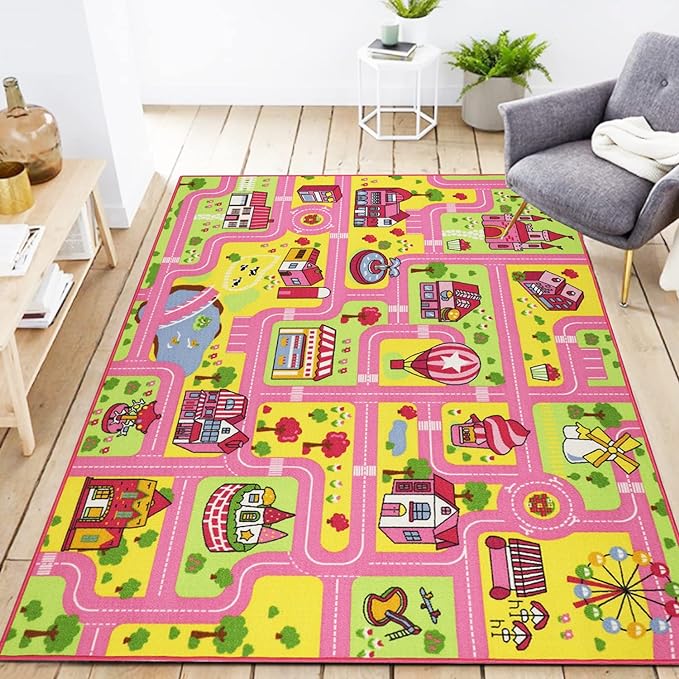 Capslpad Kids Play Rug 6.6x5.0 ft Large Size Kids Rug for Playroom Non Slip Washable Kids Car Road Rug Educational Learning Area Rug Children Play Carpet for Bedroom,Classroom,Nursery Room Decor - LeafyLoom