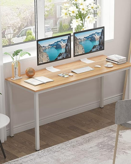 SogesGame Computer Desk, 63 inches Office Desk Computer Table Study Writing Desk Workstation for Home Office, Dining Table Teak White - LeafyLoom