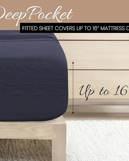 Linen Market 4 Piece Queen Bedding Sheet Set (Navy Blue Heart) - Sleep Better Than Ever with These Ultra-Soft & Cooling Bed Sheets for Your Queen Size Bed - Deep Pocket Fits 16" Mattress - LeafyLoom