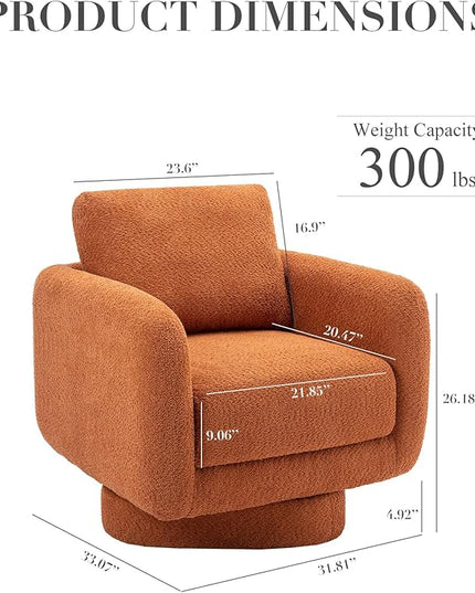COLAMY Swivel Accent Chairs Set of 2, 32Inches Wide Upholstered Armchair with Plush Back Pillow for Living Room, Modern Sofa Corner Chair for Nursery/Living Room/Bedroom-Orange - LeafyLoom