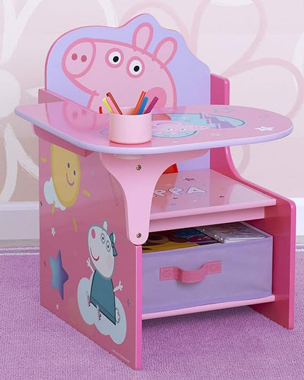 Delta Children Chair Desk with Storage Bin - Ideal for Arts & Crafts, Snack Time, Homeschooling, Homework & More, Peppa Pig - LeafyLoom