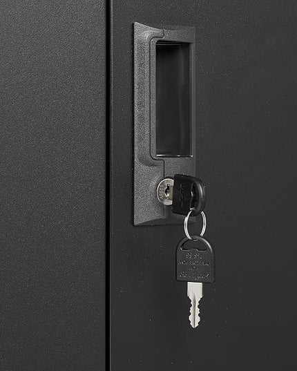 41.97" Metal Storage Doors and Adjustable Shelf,Folding Filing Cabinets w/Solid Steel Tube Locking Shaft,for Home Office,School,Garage,Black - LeafyLoom