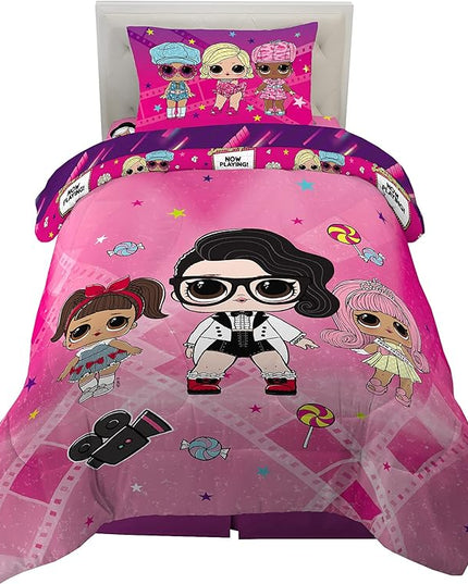 Franco Kids Bedding Super Soft Comforter and Sheet Set, 4 Piece Twin Size, LOL Surprise - LeafyLoom
