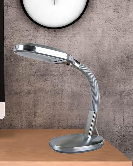 Desk Lamp - Natural Sunlight Lamp with Adjustable Gooseneck - Reading Light for Working, Crafting, Sewing, or Homework by Lavish Home (Silver) - LeafyLoom