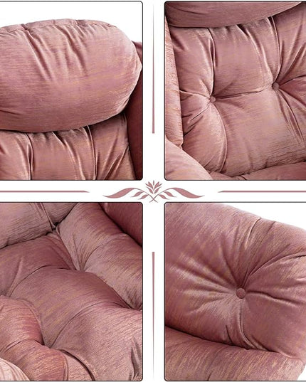 HollyHOME Modern Fabric Large Lazy Chair, Accent Oversized Comfy Reading Chair, Thick Padded Cozy Lounge Chair with Armrest, Leisure Sofa Chair for Living Room, Bedroom, Dorm, Gilding Pink - LeafyLoom