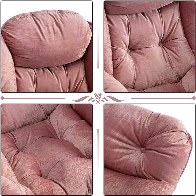 HollyHOME Modern Fabric Large Lazy Chair, Accent Oversized Comfy Reading Chair, Thick Padded Cozy Lounge Chair with Armrest, Leisure Sofa Chair for Living Room, Bedroom, Dorm, Gilding Pink - LeafyLoom