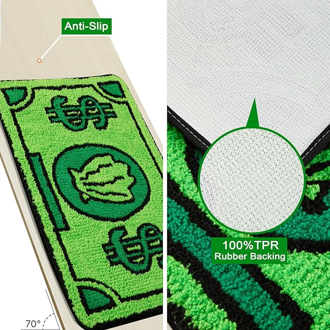 RoomTalks Cute Money Rug 2x3 Cartoon Funny Cool Small Throw Rugs for Girls Bedroom Kids Bathroom Kitchen Dorm Non Slip Machine Washable Soft Shag Accent Floor Rug, Unique Gift for Kids Girls - LeafyLoom