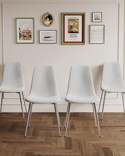 NicBex Haerin-SD-00341-LWJ Dining Chairs, 17.7"x19.7"x34.3", White and Silver - LeafyLoom