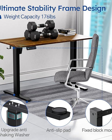 Motorized Standing Desks, Electric Stand Up Desk with Ultra Stable Construction and Cable Management,adjustable Height Desk with Memory Preset Design for Home Office Use 48x24 in Natural - LeafyLoom