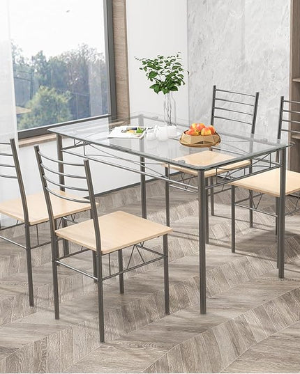 Tangkula Dining Table Set, Beige - LeafyLoom