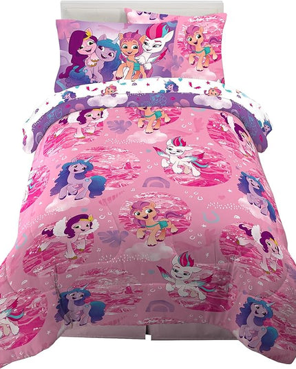 Franco Kids Bedding Super Soft Comforter and Sheet Set with Sham, 5 Piece Twin Size, My Little Pony - LeafyLoom