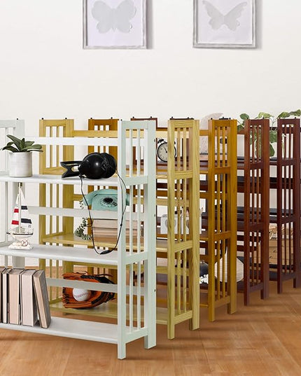 Casual Home 3-Shelf Folding Stackable Bookcase (27.5" Wide)-Walnut - LeafyLoom